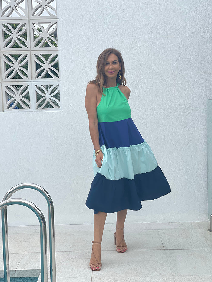 Cuba Colour Blocked Midi Dress