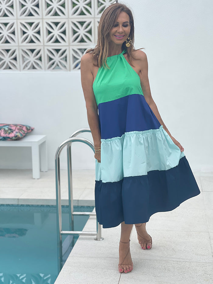 Cuba Colour Blocked Midi Dress