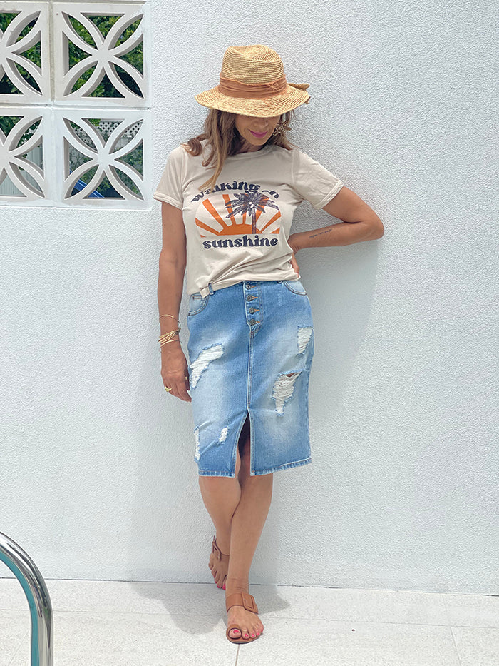 Sunshine Ringer Tee - Ecru