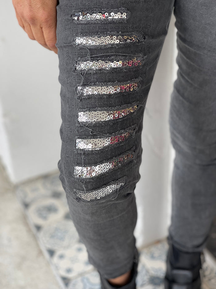 Black Wash Sequin Joggers