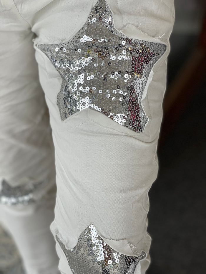 White Star Sequin Joggers