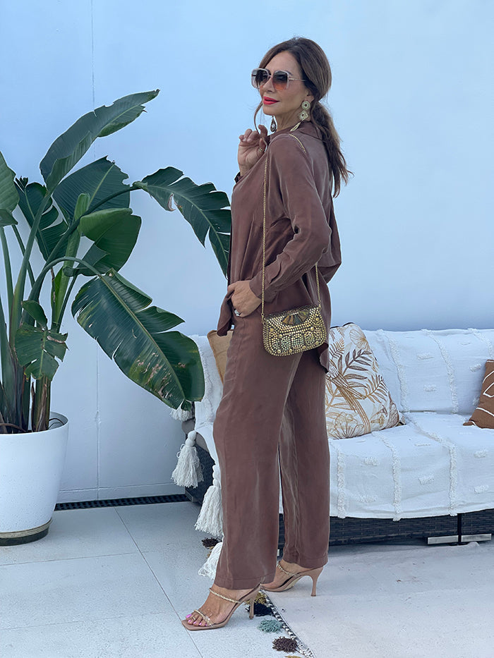 Frankie Cupro Pants - Chocolate