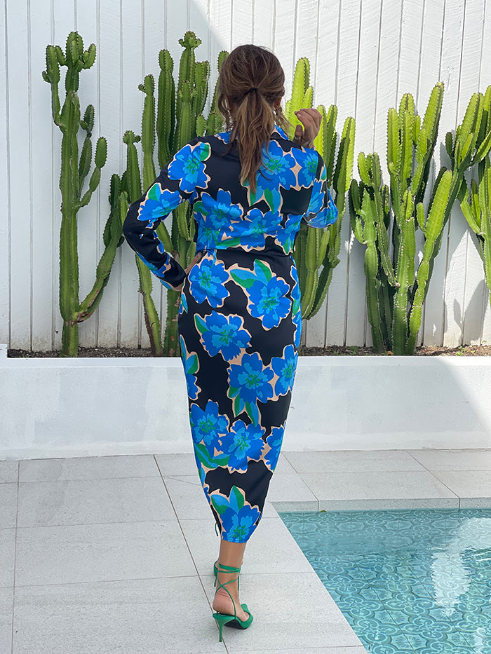 Austin floral print sales angel sleeve midi dress