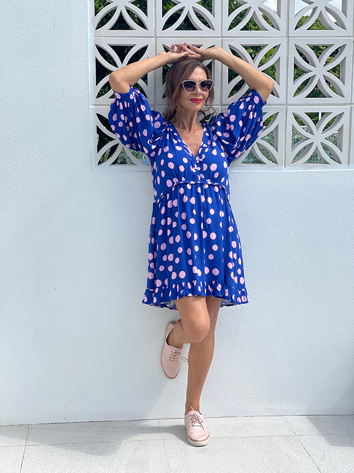Hali Swing Dress - Blue Spot