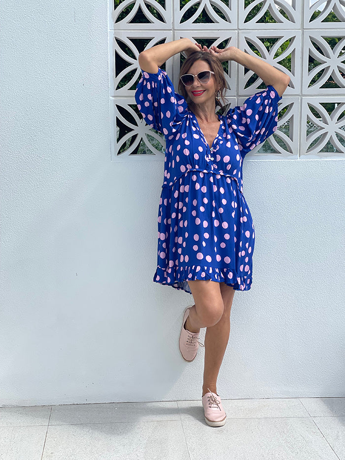 Hali Swing Dress - Blue Spot