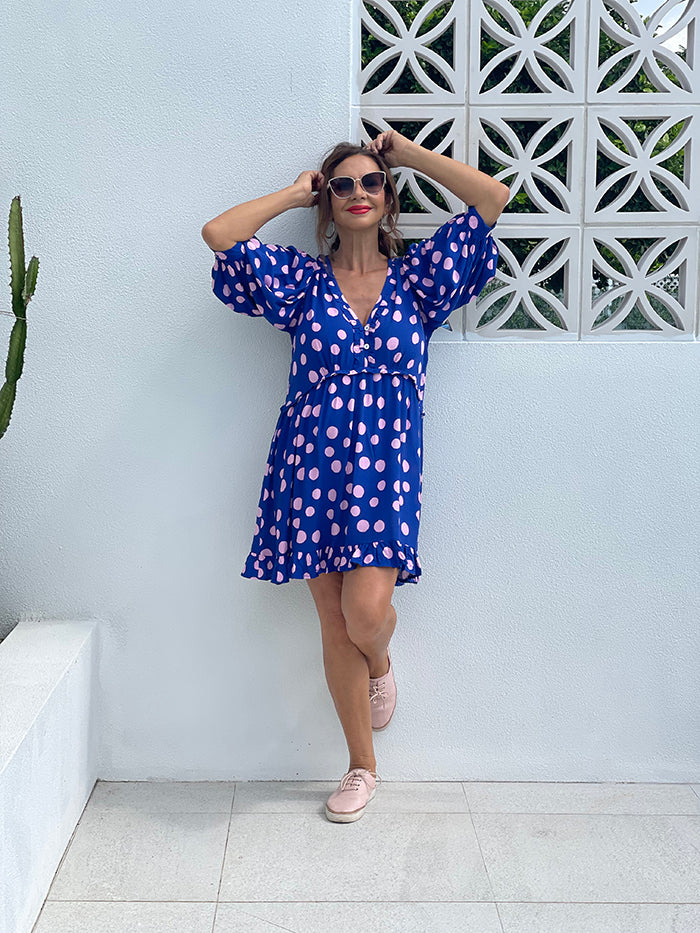 Hali Swing Dress - Blue Spot