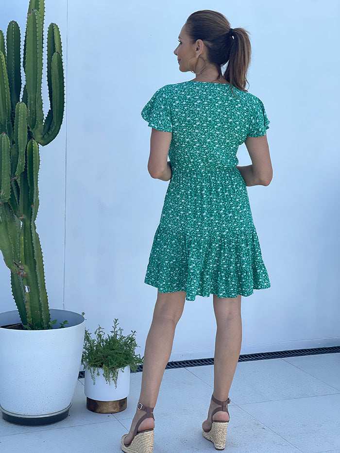 Green Blossom Mini Dress