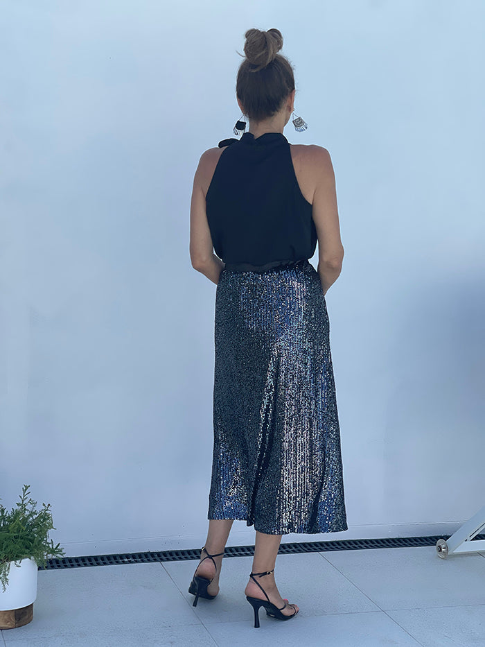 Aria Skirt - Gunmetal Sparkle