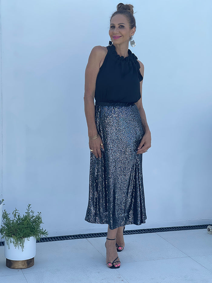 Aria Skirt - Gunmetal Sparkle