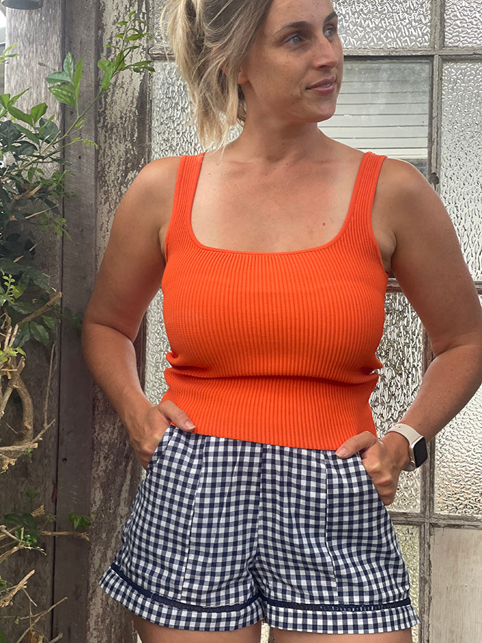 Rib Knit Singlet - Orange