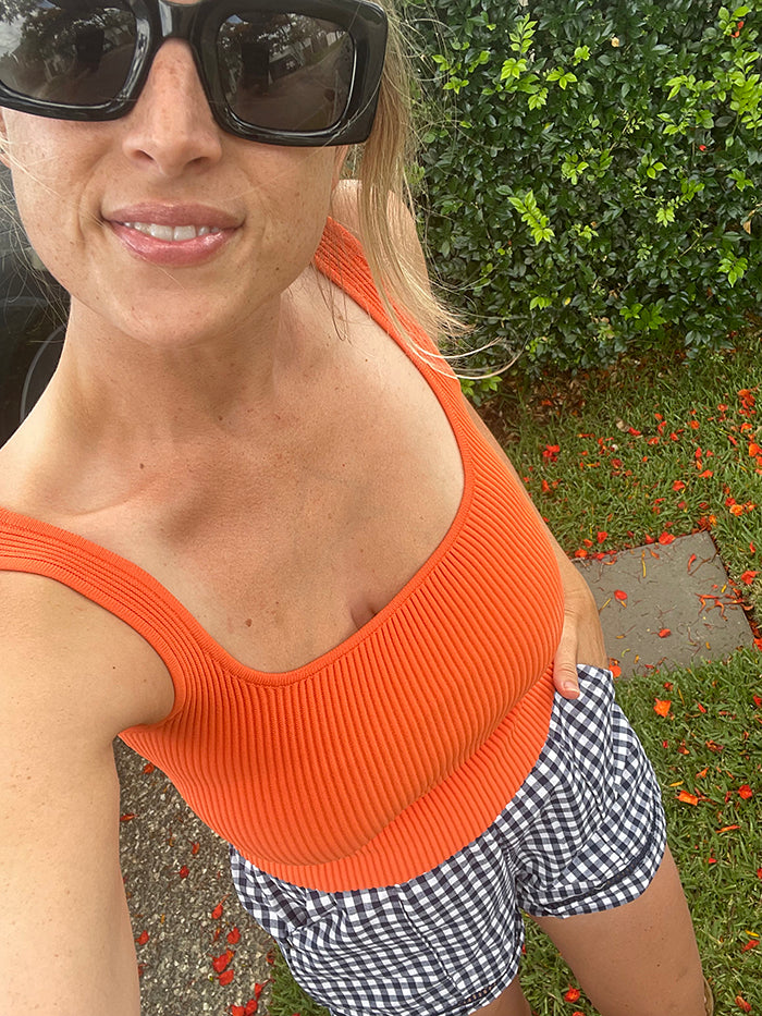 Rib Knit Singlet - Orange