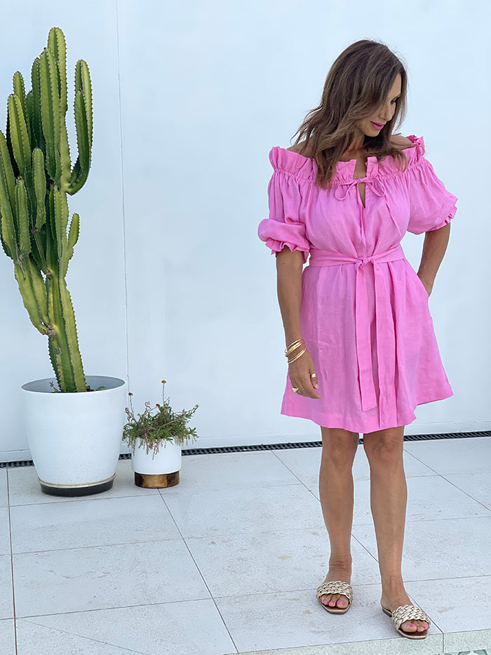 Andy Linen Dress - Pink