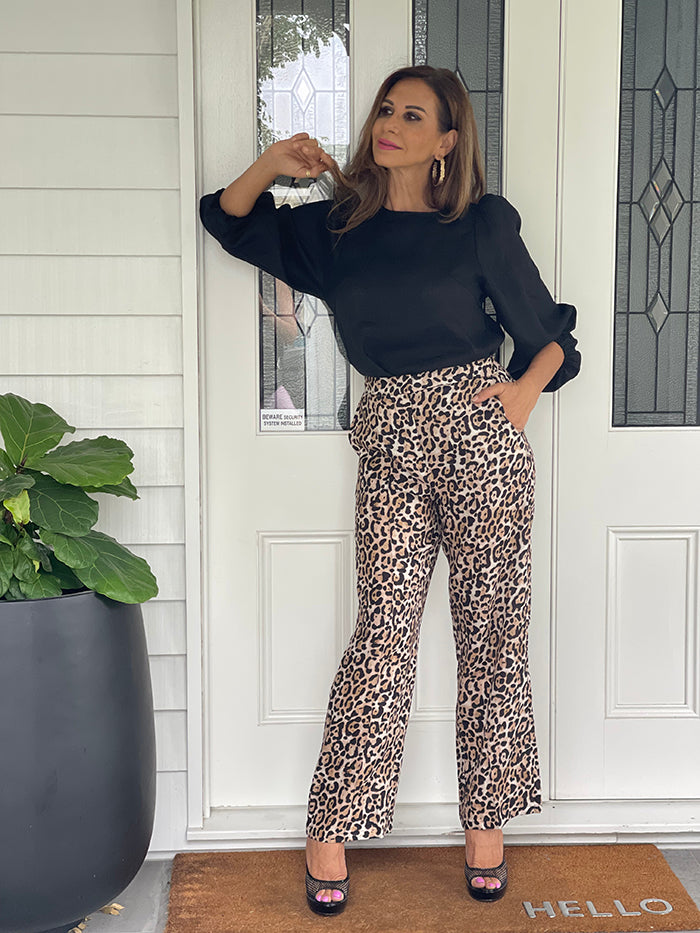 Frankie Linen Pants - Leopard