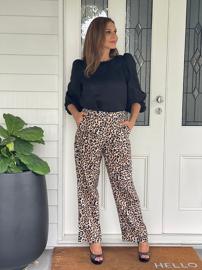 Frankie Linen Pants - Leopard