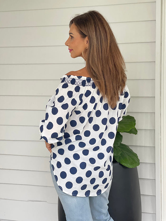 Navy Dot Top