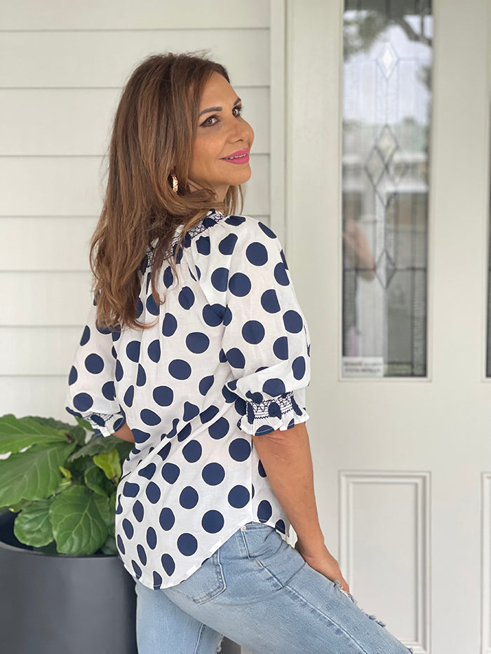 Navy Dot Top