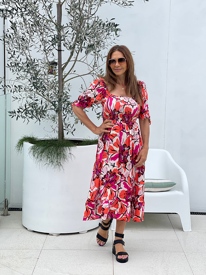 Elouise Midi Dress - Cosmo Print