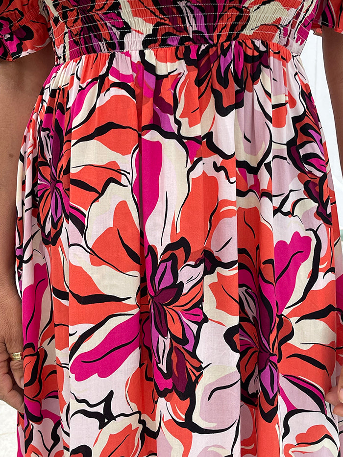 Elouise Midi Dress - Cosmo Print
