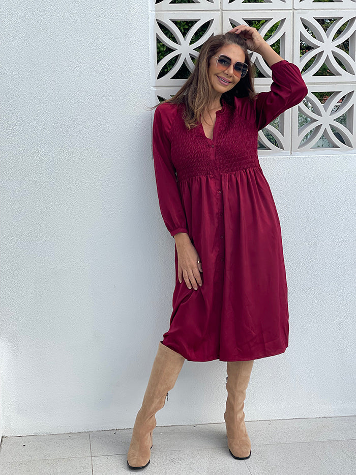 Dakota Dress - Cabernet Satin
