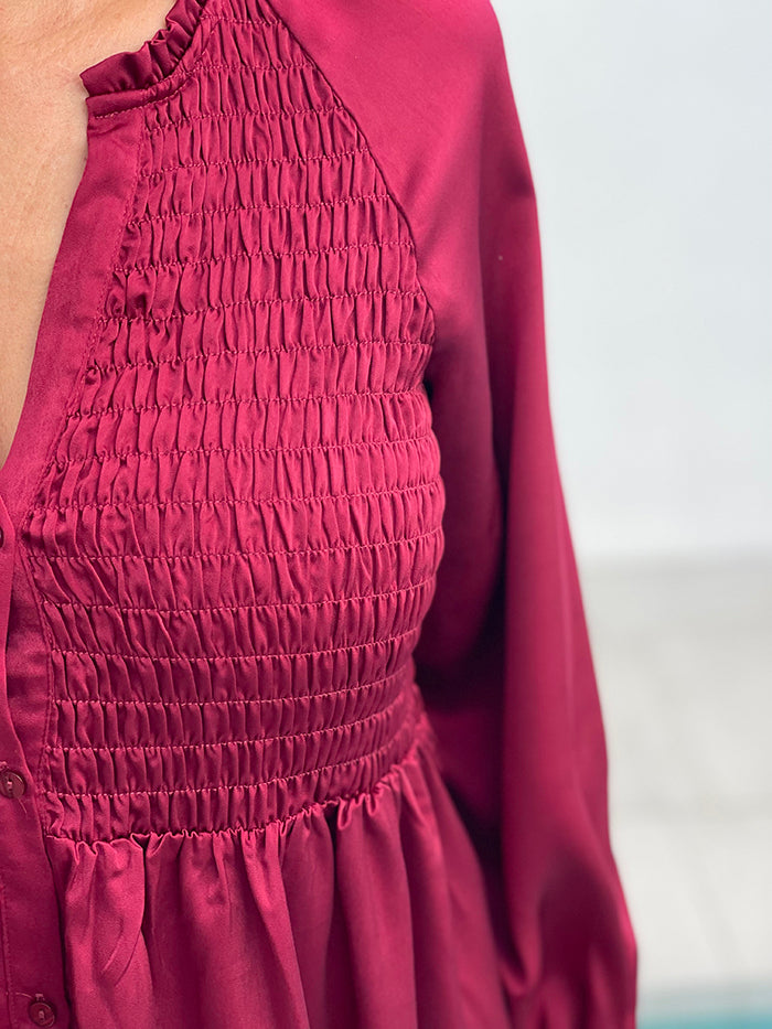 Dakota Dress - Cabernet Satin