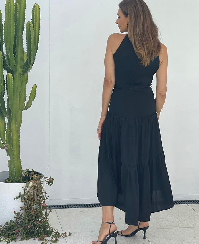 Greta Dress - Black Silky