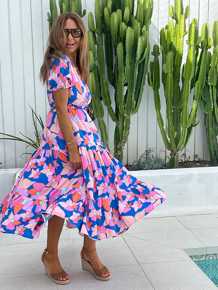 Mera Blue Floral Maxi Dress