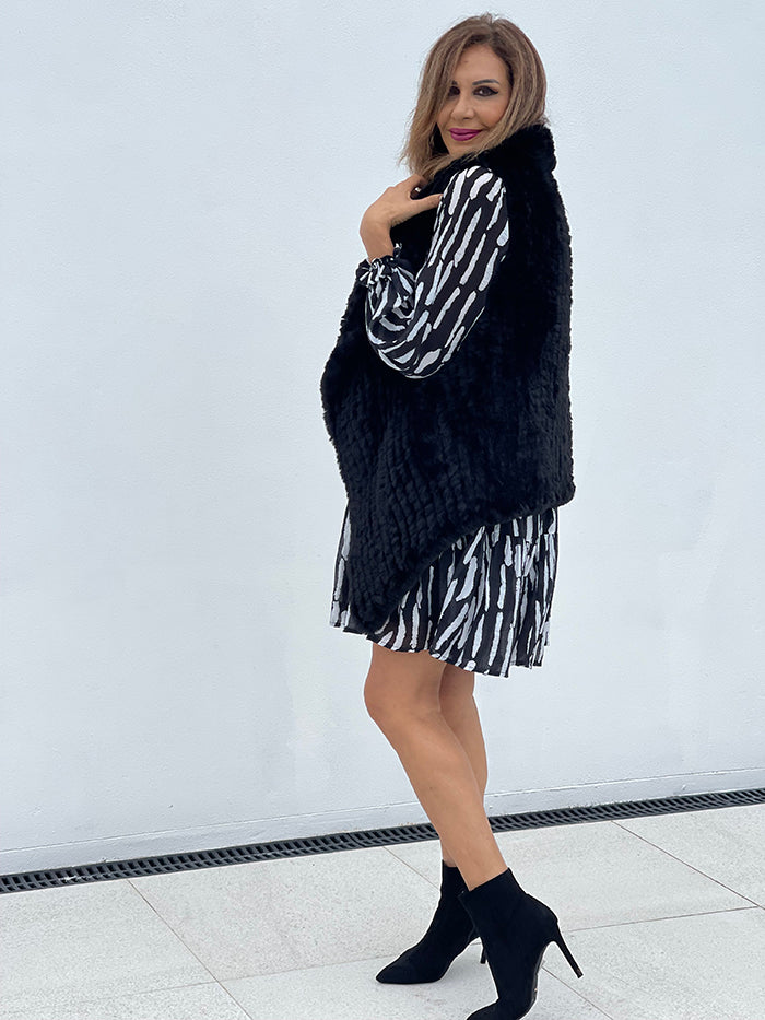 Marlee Tie Dress - Black and White