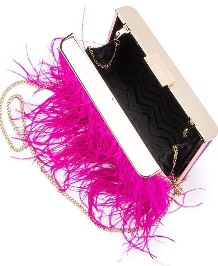 Estelle Feathered Clutch - Fuchsia