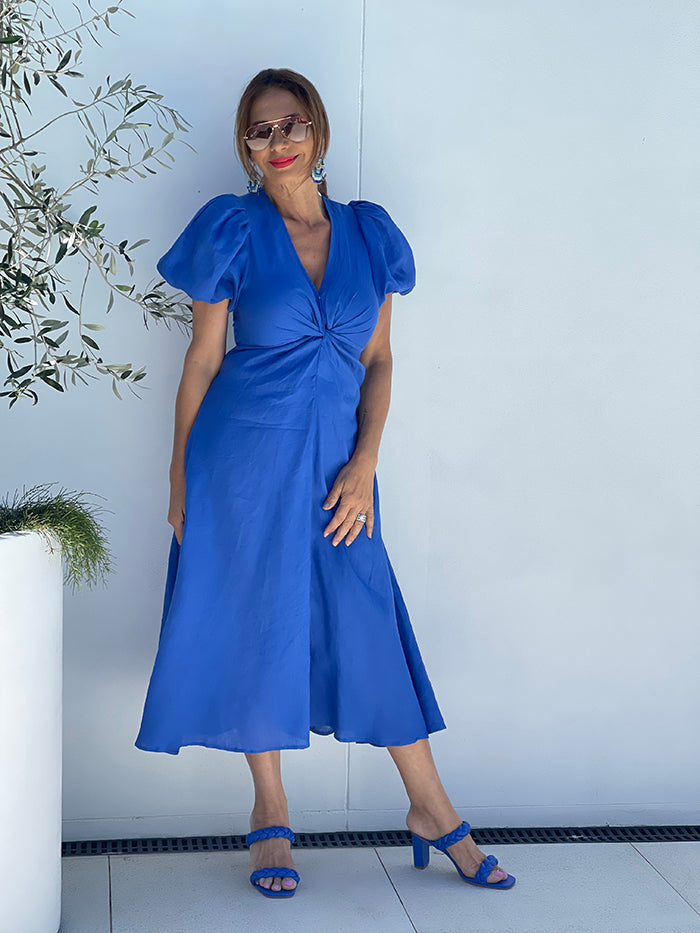 Cobalt Linen Maxi Dress