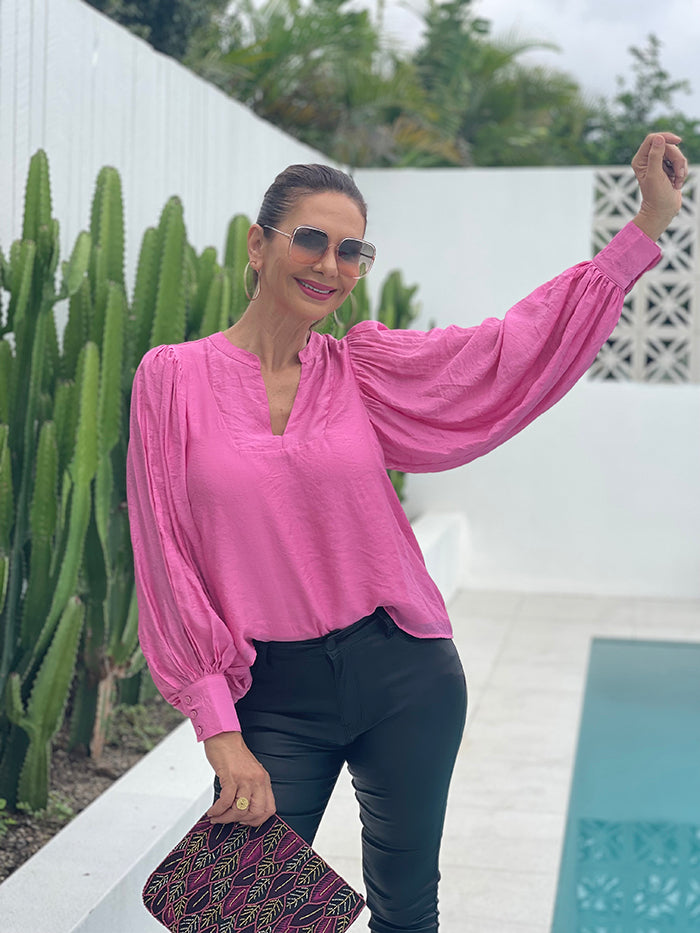 Miranda Puff Sleeve Top - Pink