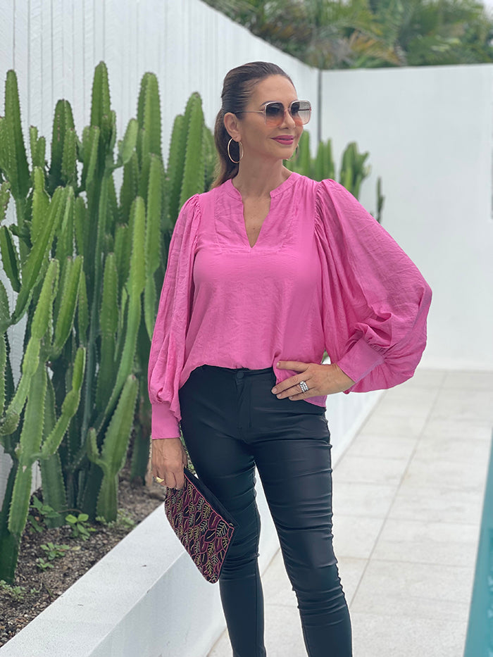 Miranda Puff Sleeve Top - Pink