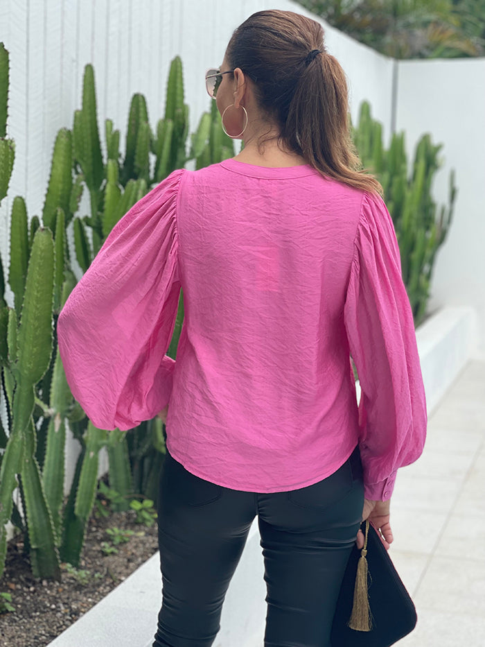 Miranda Puff Sleeve Top - Pink