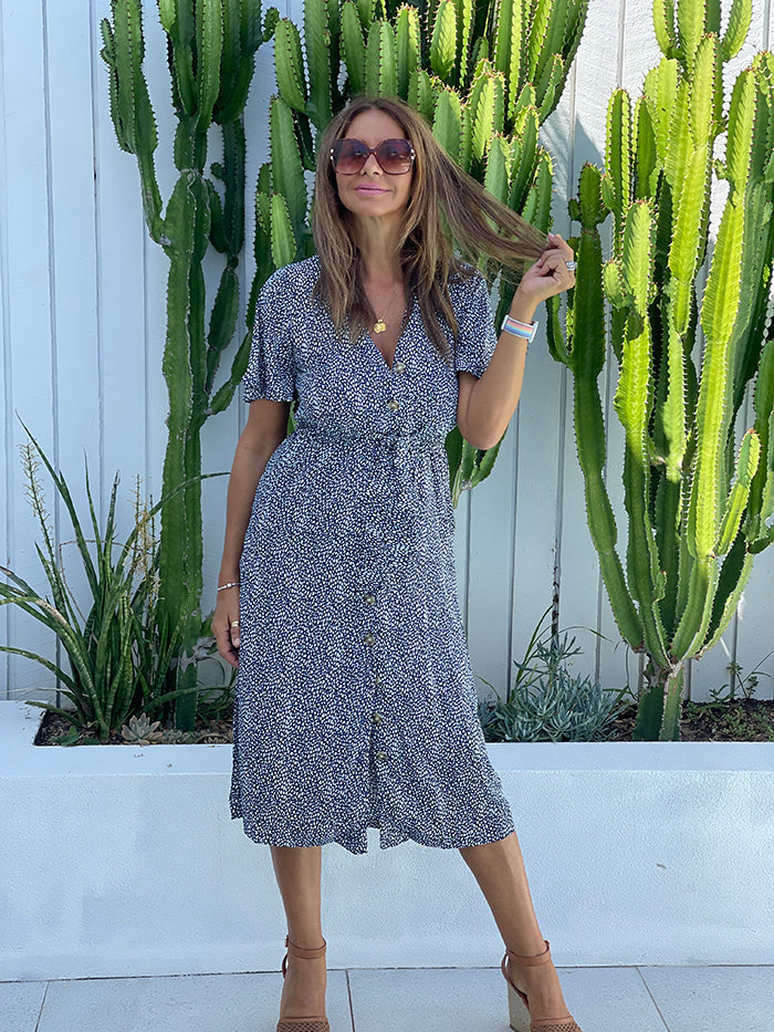 Jess Navy Spot Dress