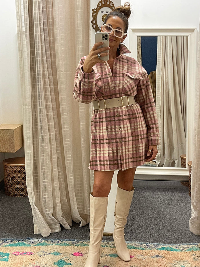 Blush Check Shacket