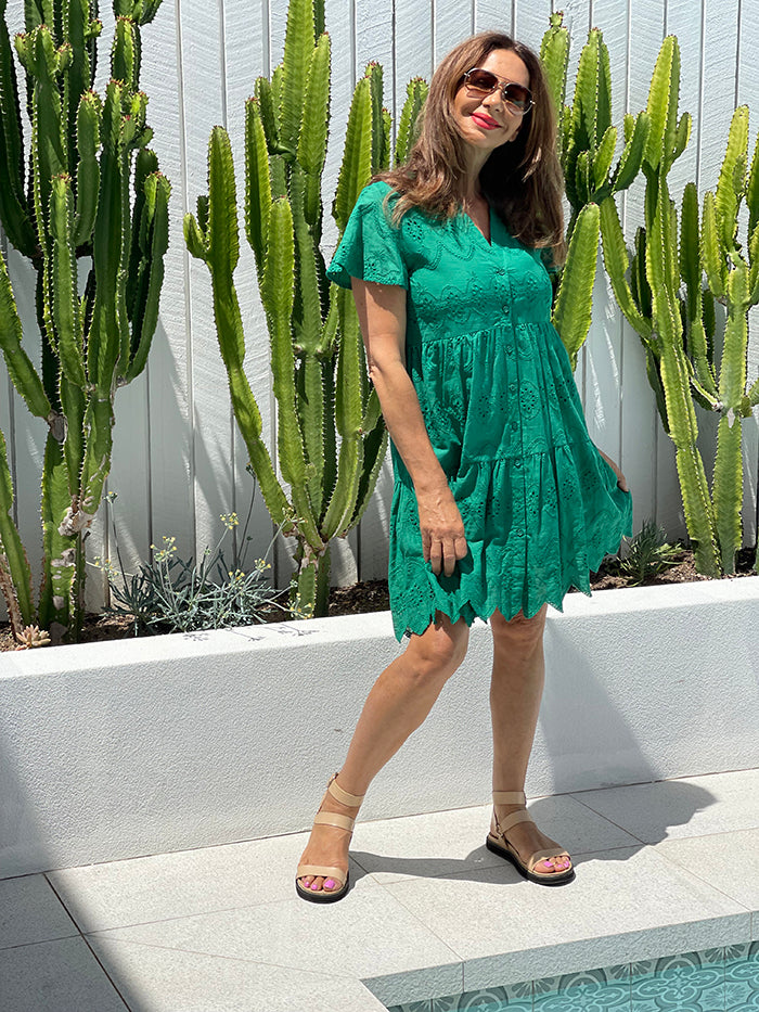 Sweet Pea Dress - Green Broderie Anglaise Style Me Luxe Sweet Pea Dress - Green Broderie Anglaise Style Me Luxe