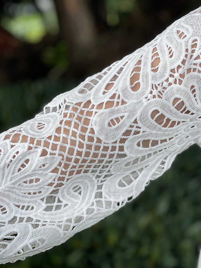 White Anglaise Sleeve Knit Top