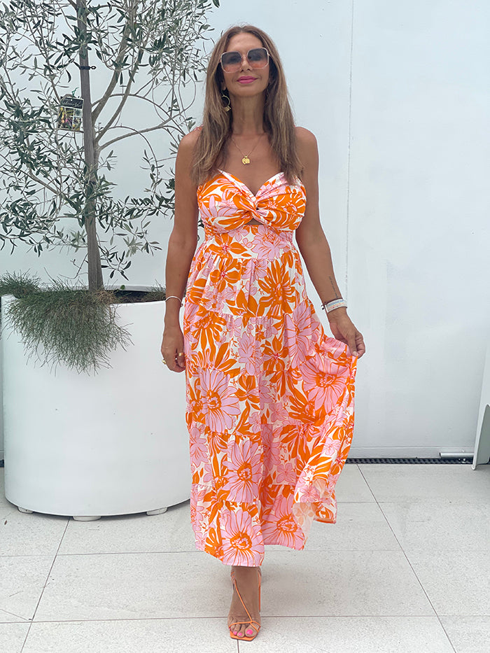 Calabasas Dress - Orange and Pink