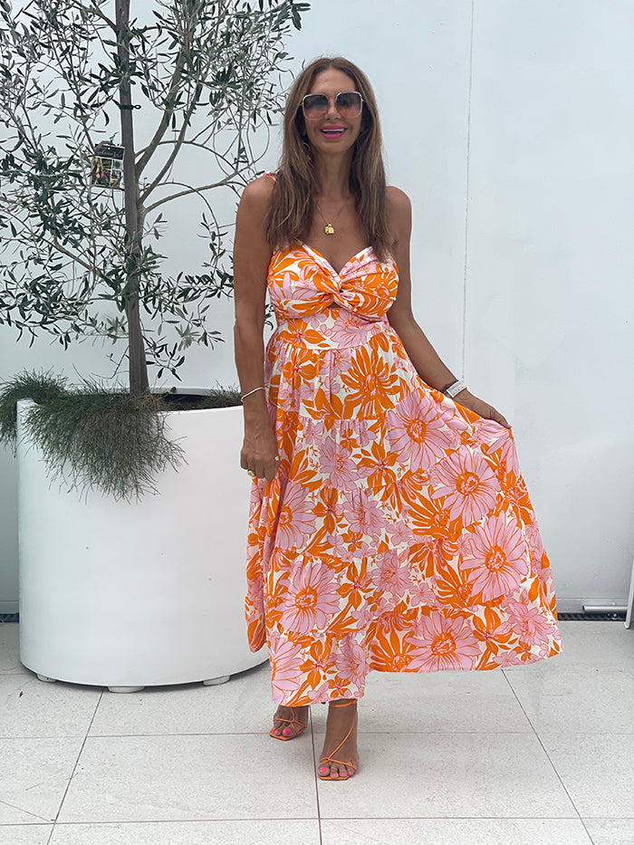 Calabasas Dress - Orange and Pink