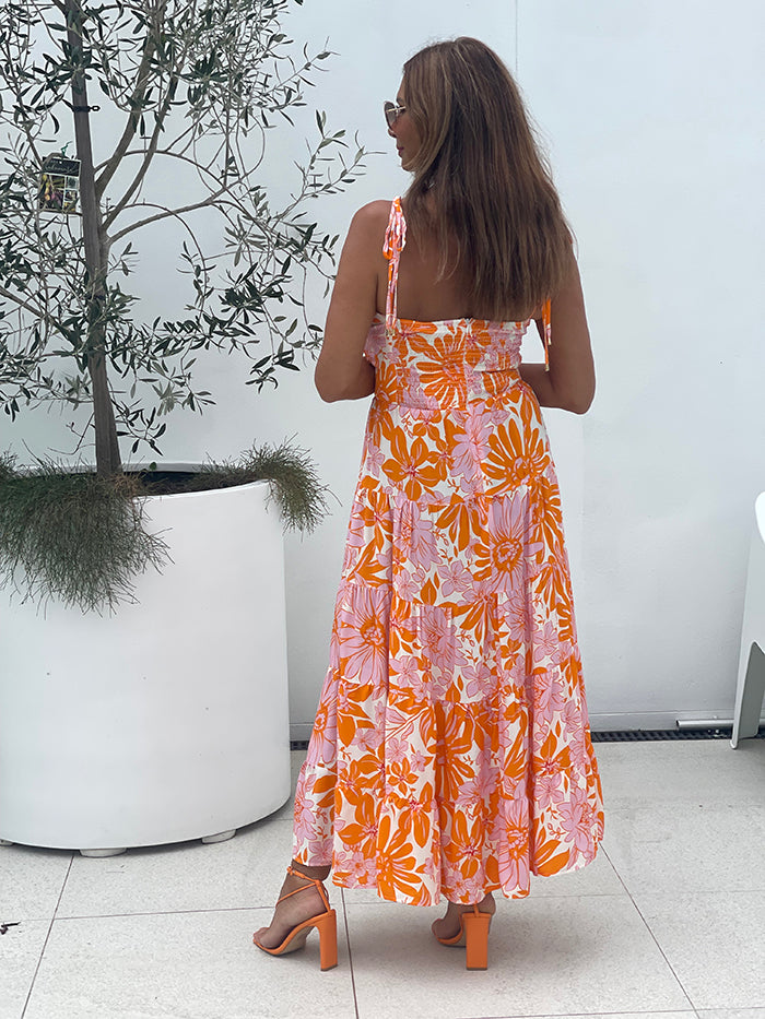 Calabasas Dress - Orange and Pink