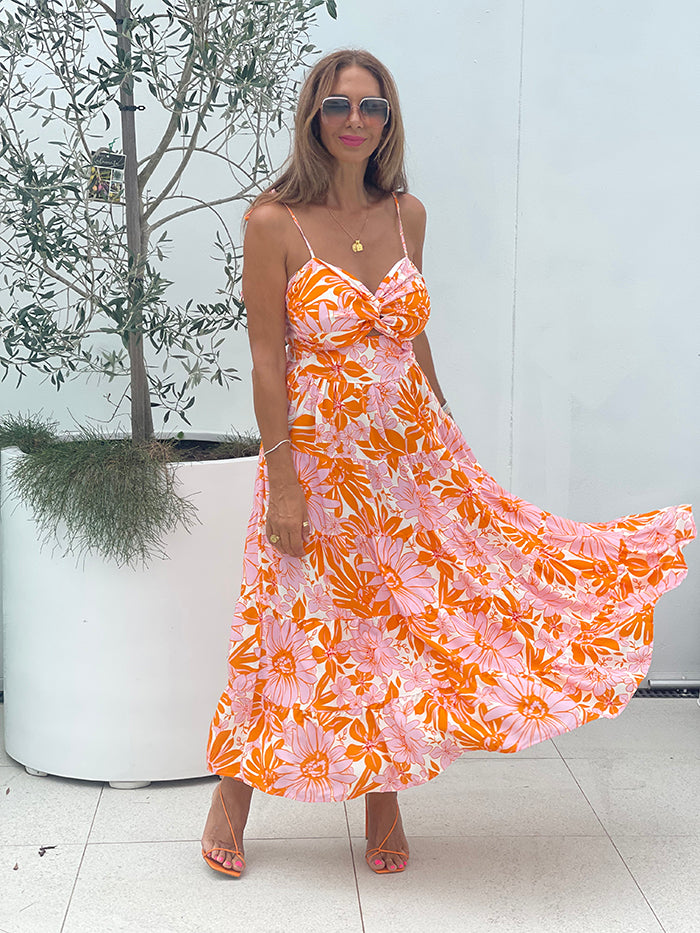 Calabasas Dress - Orange and Pink