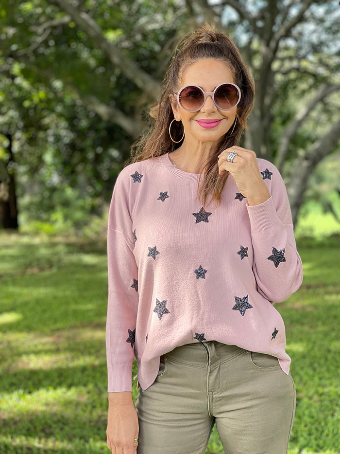 Blush Sequin Star Knit