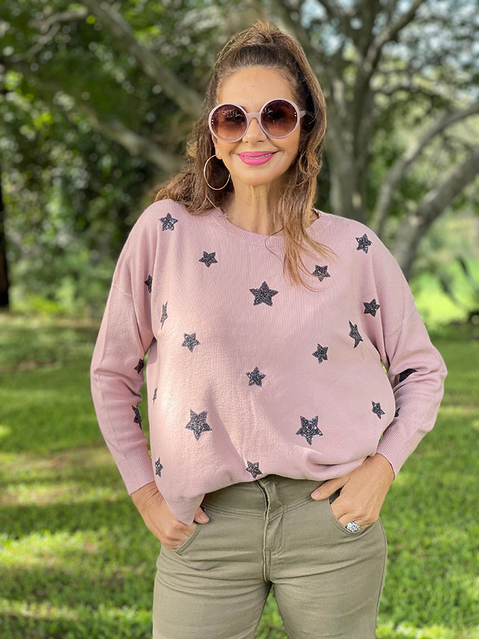 Blush Sequin Star Knit