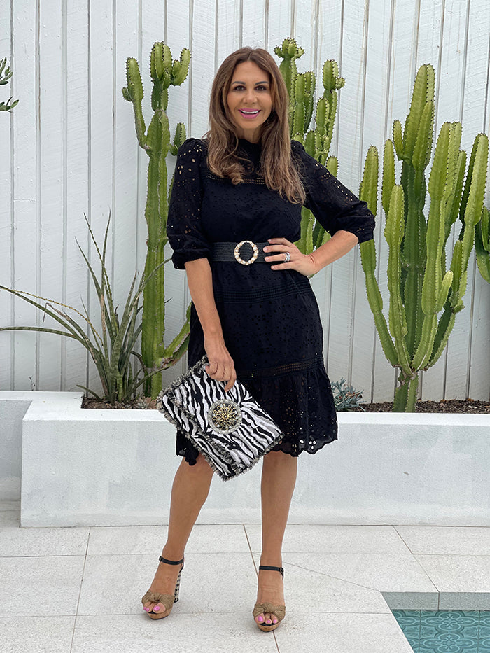 Florence Lace Midi Dress - Black