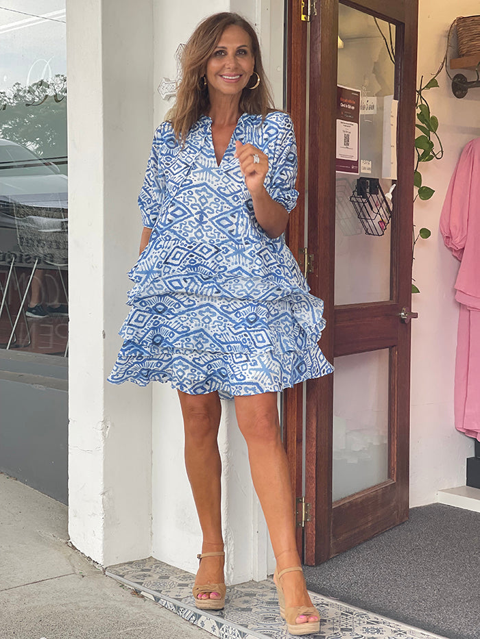Nadia Dress - Blue Print