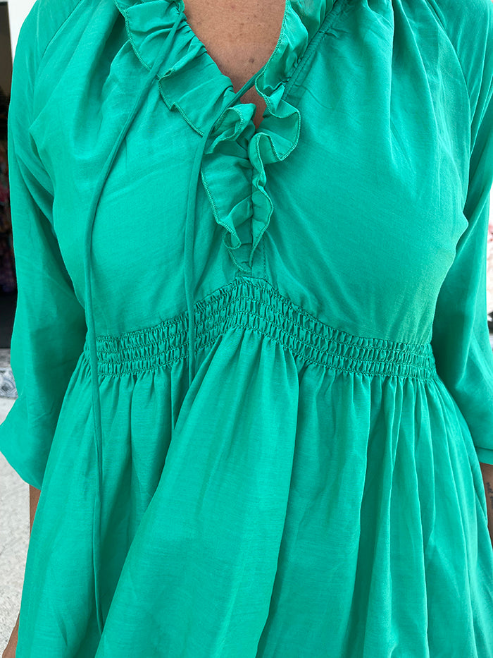 Rica Silk Dress - Emerald