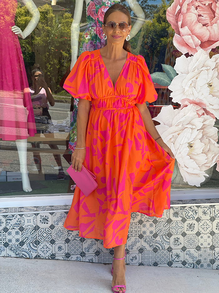 dress orange and pink Jalih Maxi Dress