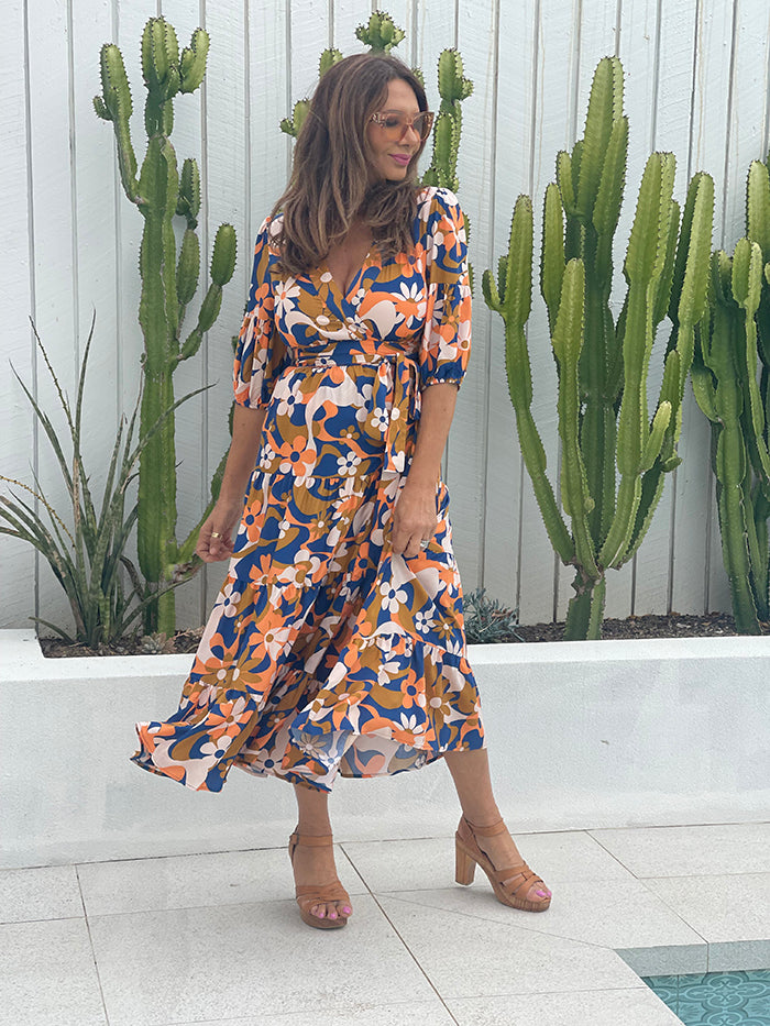 Tuscan Floral Wrap Dress