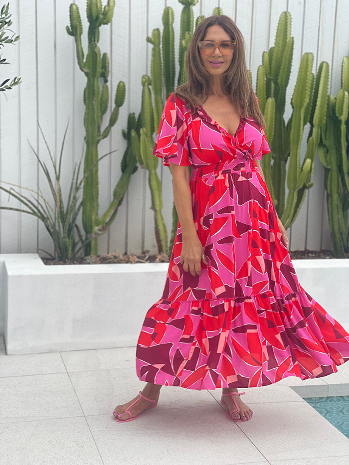 Pink Positano Maxi Dress