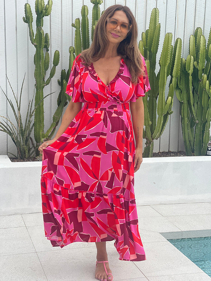 Pink Positano Maxi Dress