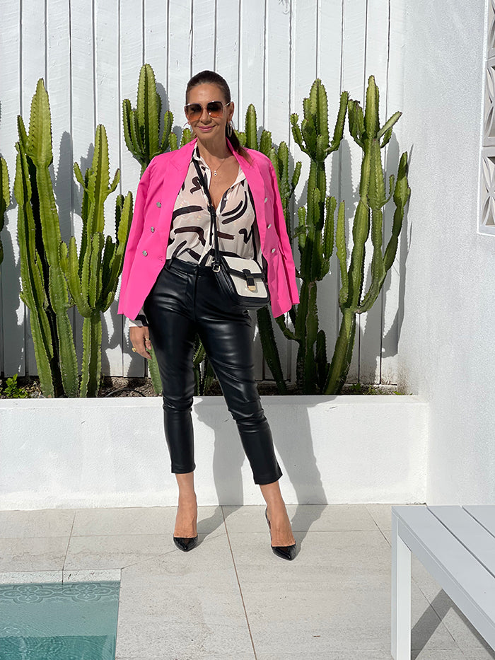 Talia Vegan Leather Capri Pants - Black